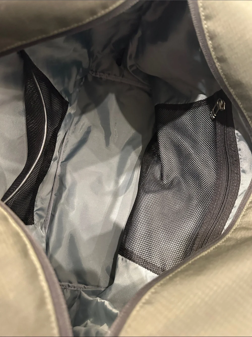Tumi Olive Green Nylon Tote with Black Leather